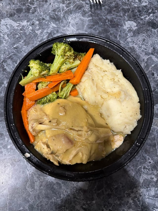 Home-made roast turkey.