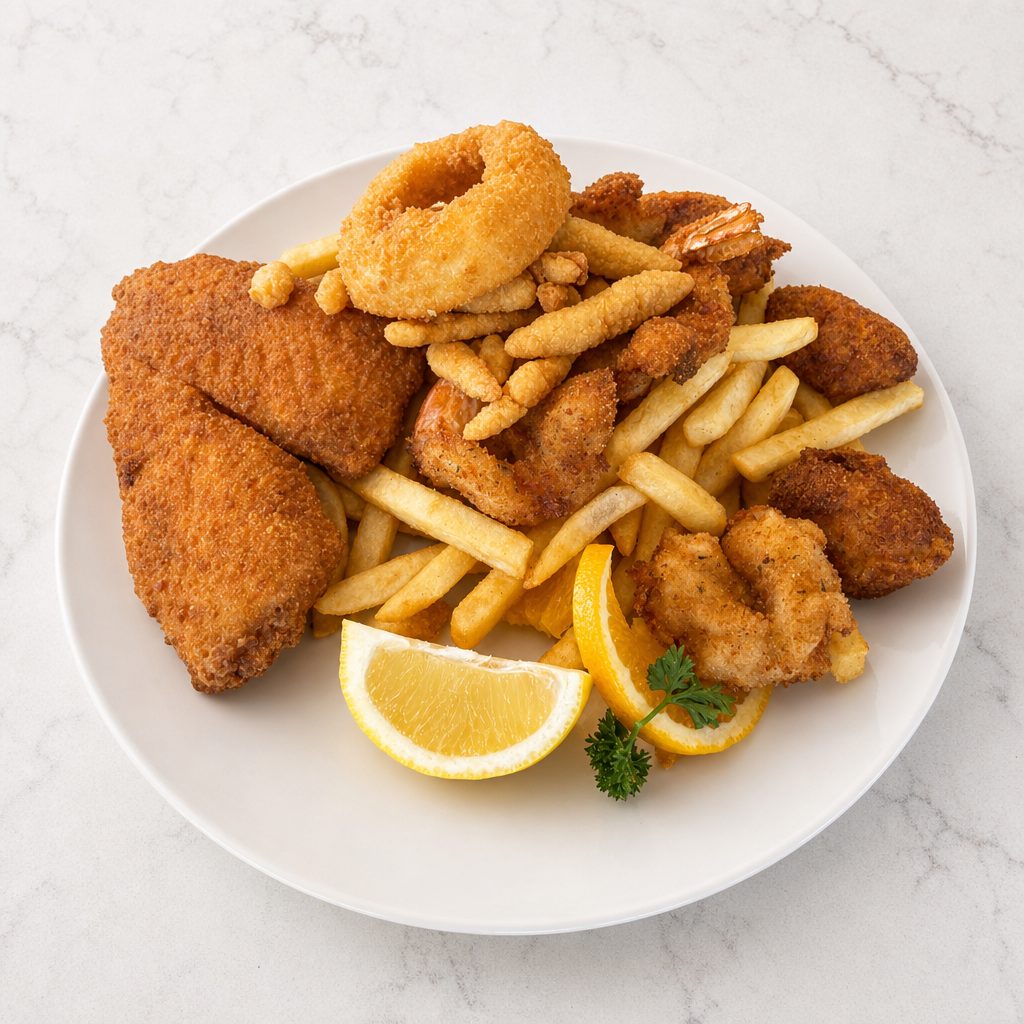 Fried Seafood Combo Platter.