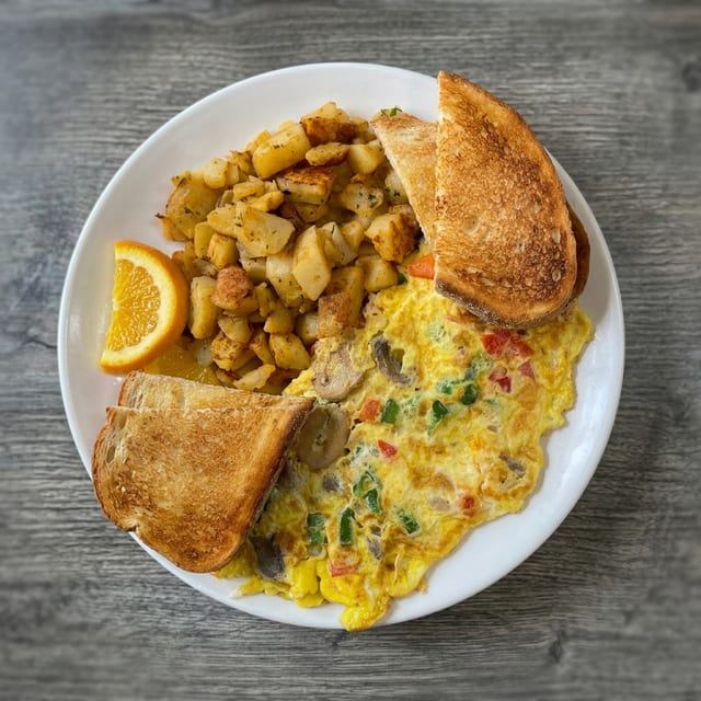 Veggie & Goat Cheese Omelet.
