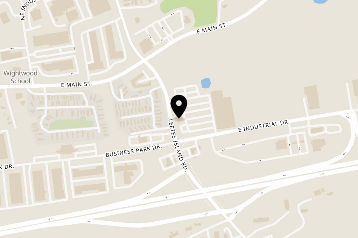Map showing the location of Sky Diner Restaurant & Pizza on 30 Leetes Island Rd in Branford